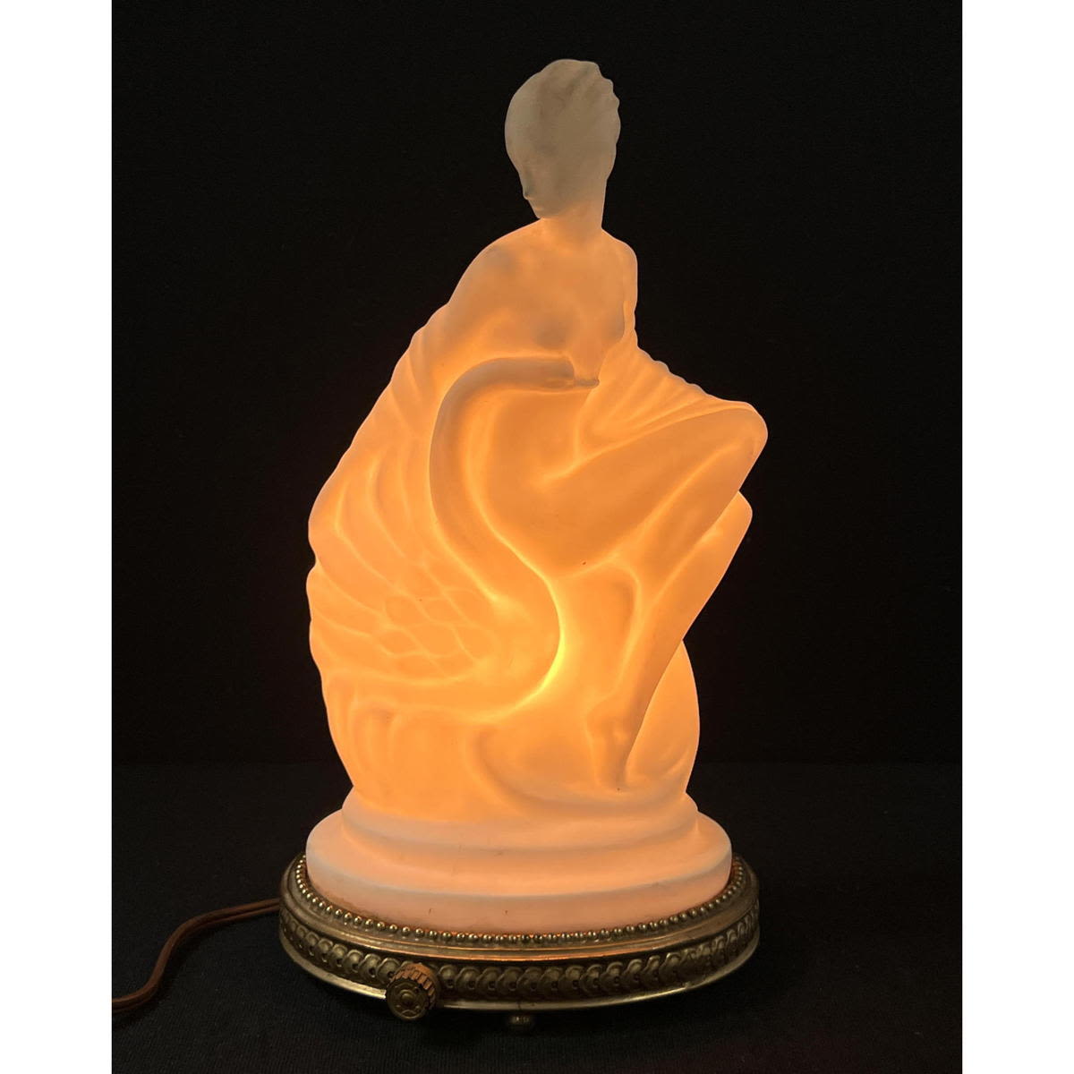 Appraisal: LENOX Porcelain lamp of Leda and the Swan by Lenox