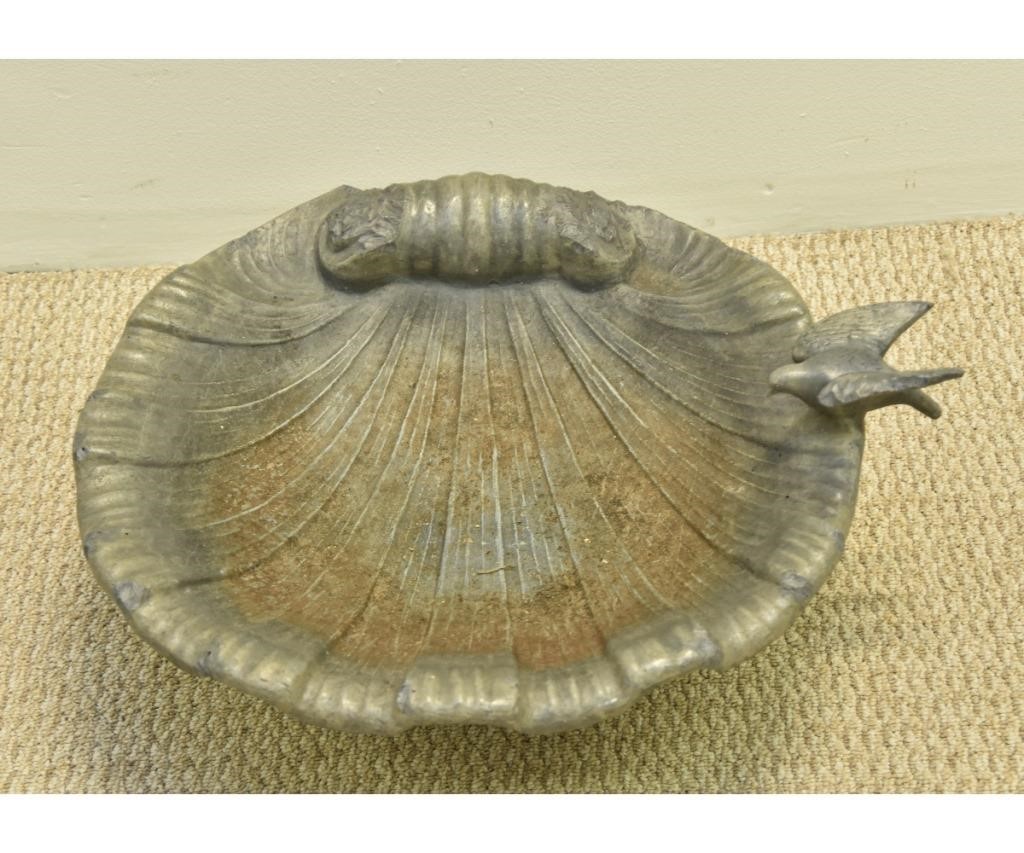 Appraisal: Lead shell shaped bird bath th c h x dia