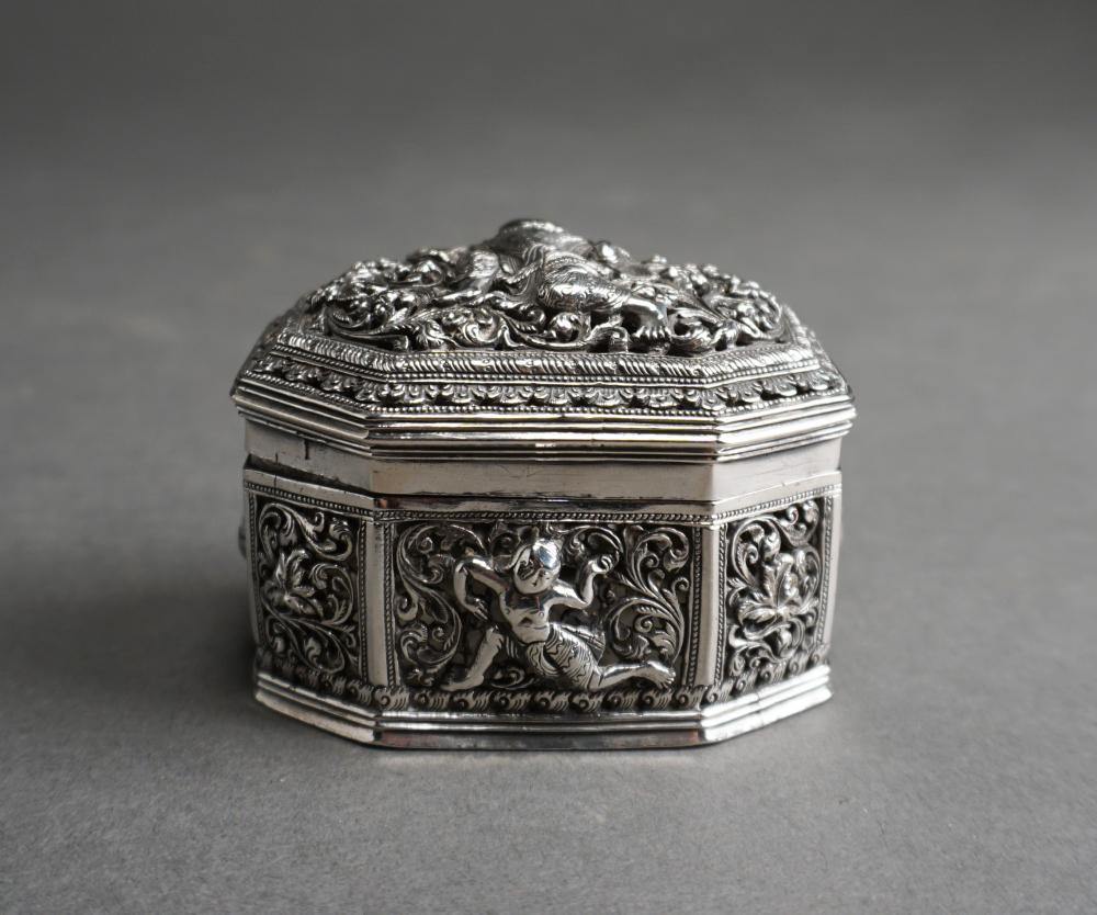 Appraisal: SOUTHEAST ASIAN PIERCED SILVER BETEL BOX OZTSoutheast Asian Pierced Silver