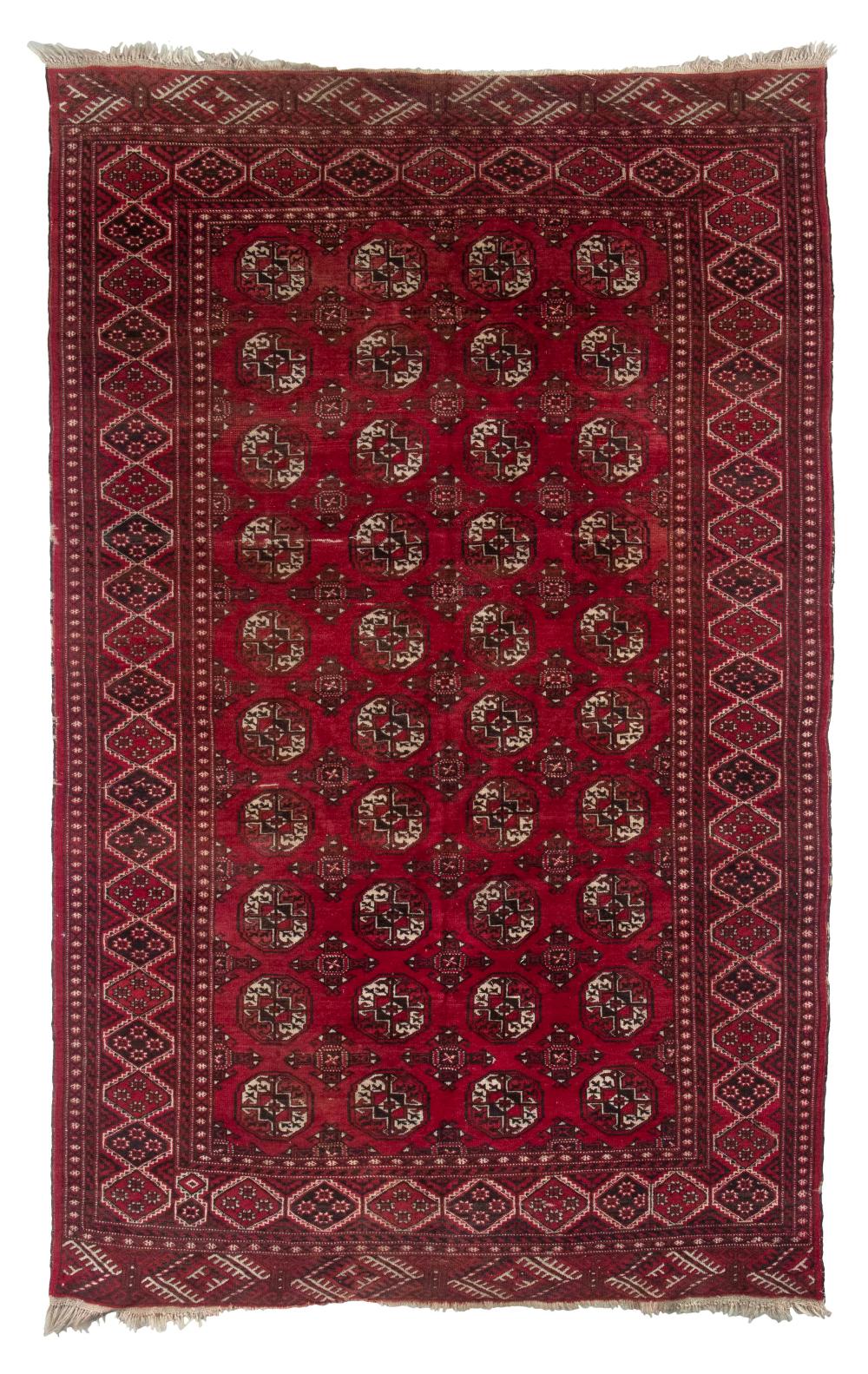 Appraisal: BOKHARA RUG ' X ' Mid- th Century Crimson red