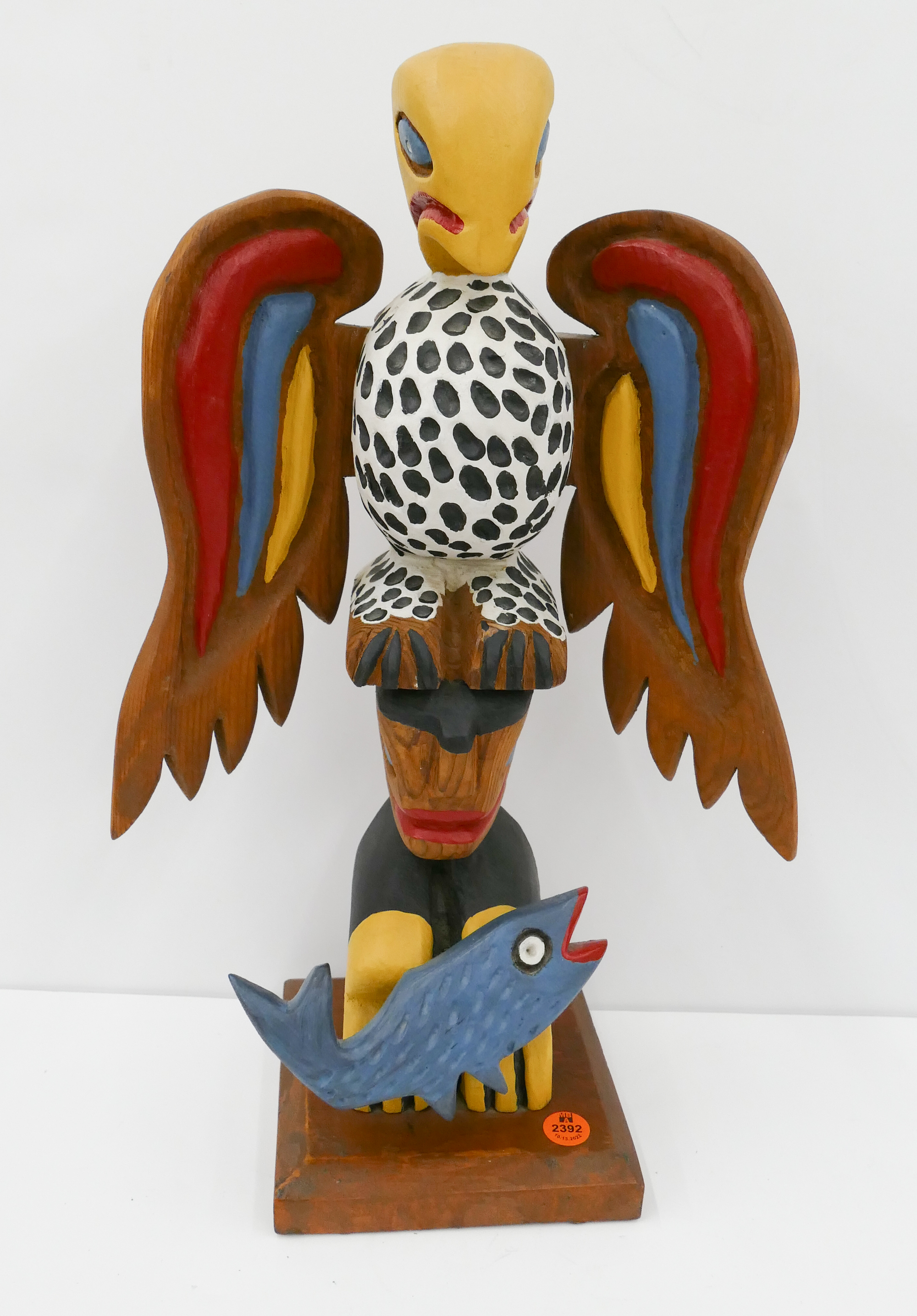 Appraisal: Luvera Carved Wood Thunderbird Totem Pole- ''