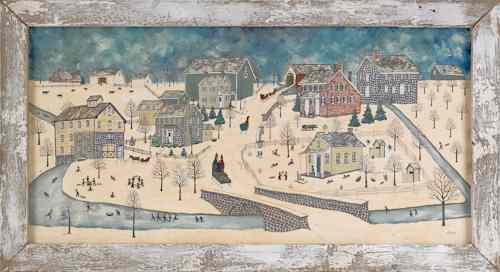 Appraisal: Dolores Hackenberger American b oil on canvas winter townscape x