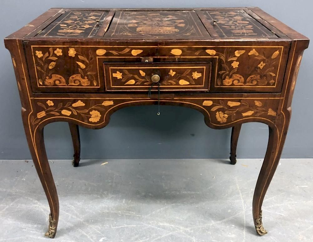 Appraisal: Dutch Marquetry Inlaid Beau Brummel Dutch marquetry inlaid Beau Brummel