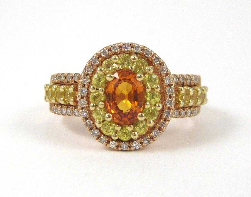 Appraisal: SPESSARTITE GARNET DIAMOND AND ROSE GOLD RING The k rose