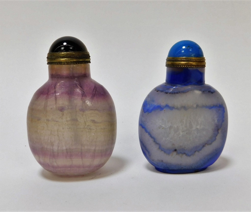 Appraisal: PC CHINESE CARVED HARDSTONE SNUFF BOTTLES China th CenturyIncludes a