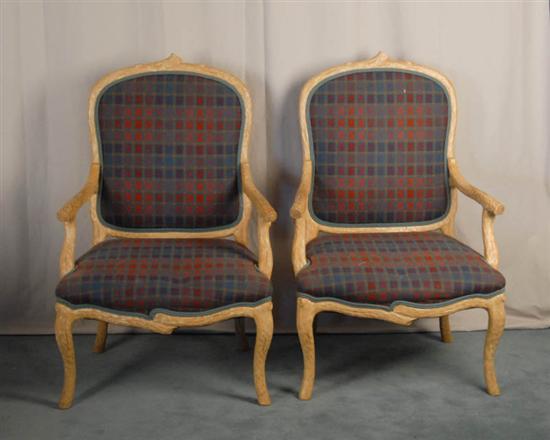 Appraisal: Pair Carved Wood and Upholstered Chairs realistic wood frame is