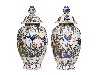 Appraisal: A PAIR OF DUTCH DELFTWARE OCTAGONAL VASES AND COVERS with