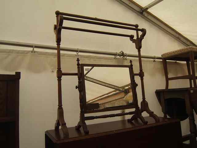 Appraisal: A MAHOGANY TOWEL RAIL a two handled dressing stool a