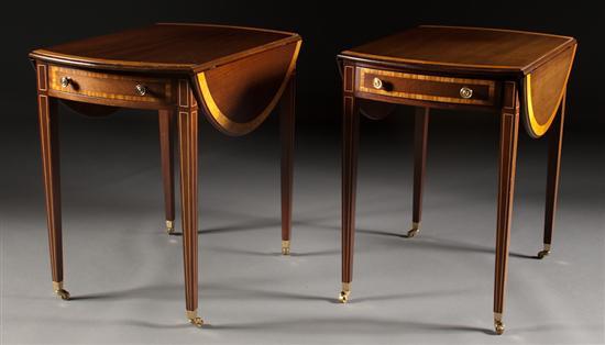 Appraisal: Pair of Federal style inlaid mahogany pembroke tables th century