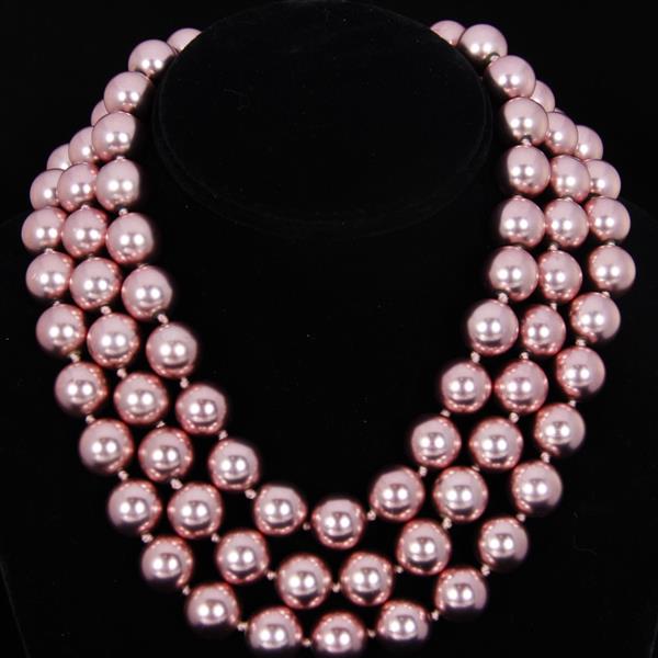 Appraisal: Donald Stannard simulated multi strand pink chunky pearl necklace with