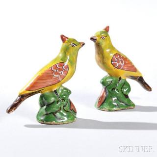 Appraisal: Two Polychrome Decorated Delft Birds th early th century with