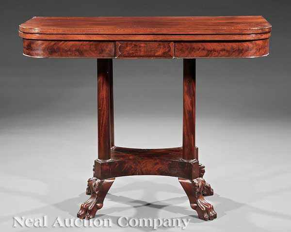 Appraisal: An American Classical Carved Mahogany Games Table mid- th c