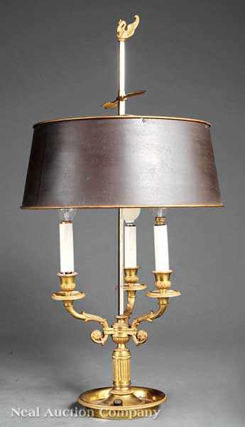 Appraisal: A French Gilt Bronze Bouillotte Lamp late th c swan