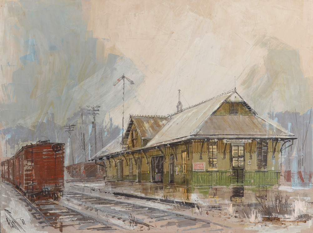 Appraisal: ELHOFF Edward J American - ''Baldwinsville REA'' NY train station