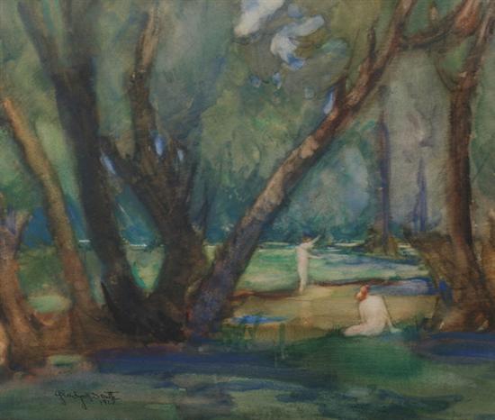 Appraisal: GLADYS NELSON SMITH American - NUDE BATHERS IN RIVER signed