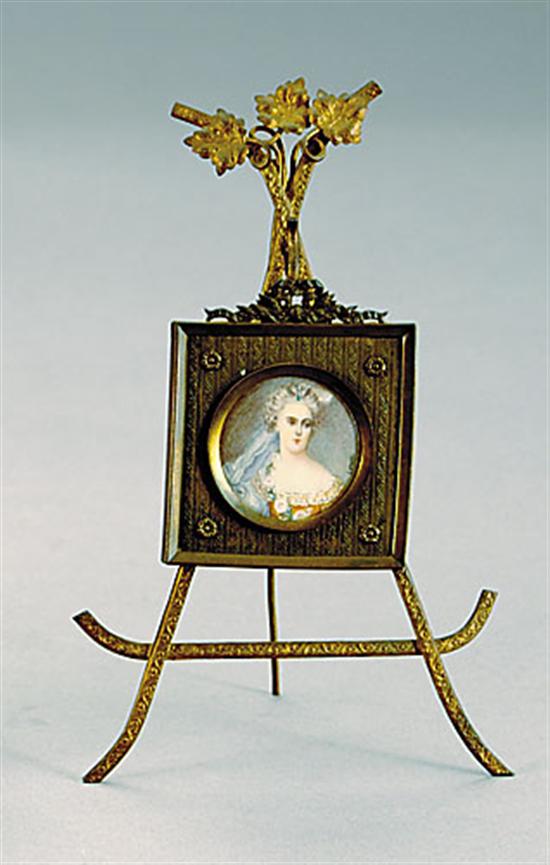 Appraisal: Continental school late th century ROUND PORTRAIT MINIATURE OF A