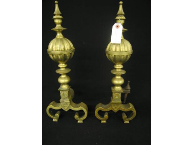 Appraisal: Pair of Victorian Brass Andirons