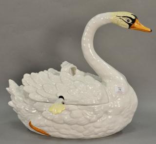 Appraisal: Chelsea House Port Royal porcelain swan punch bowl with ladle