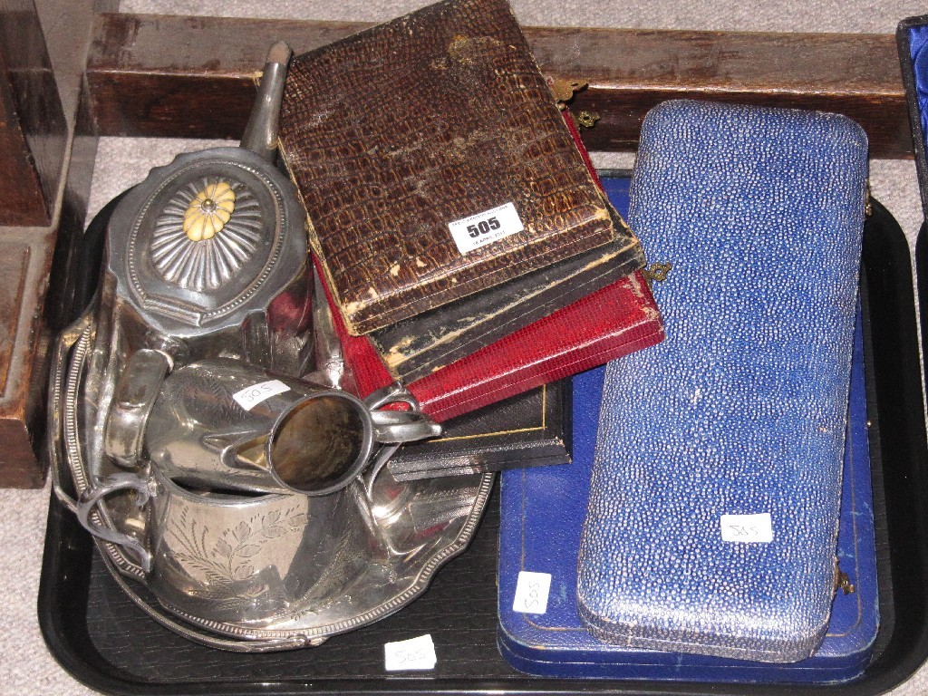 Appraisal: Tray lot of EP - tea service and cased cutlery