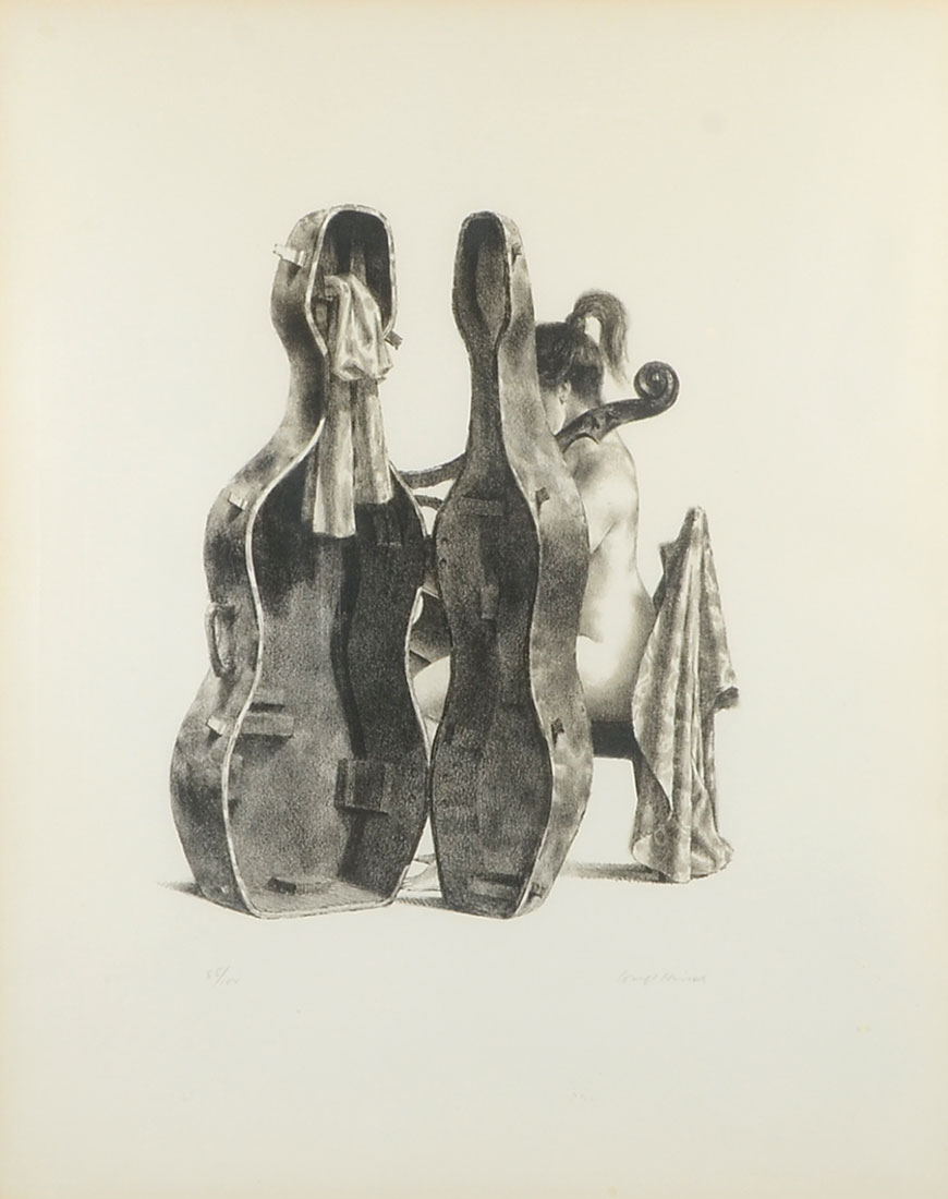 Appraisal: HIRSCH Joseph American - ''Female Nude Playing a Cello'' Lithograph