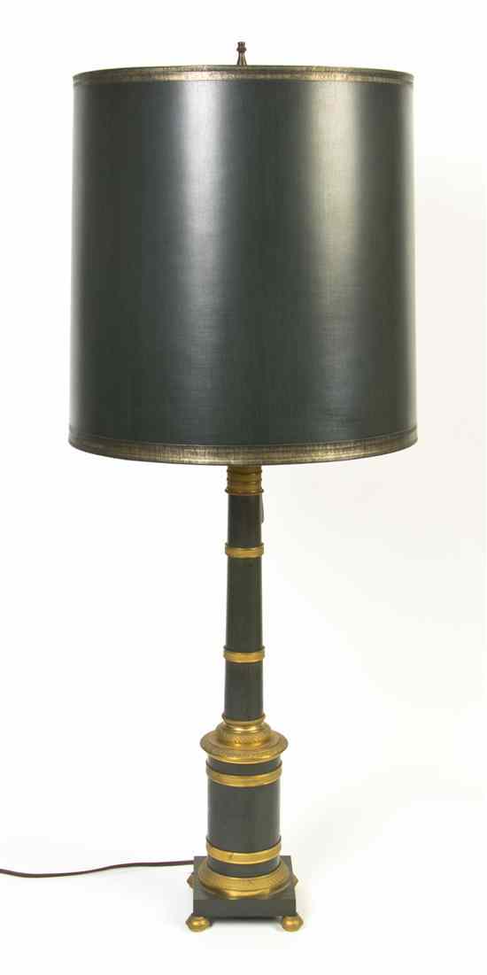 Appraisal: An Empire Style Gilt Metal Lamp having a columnar form