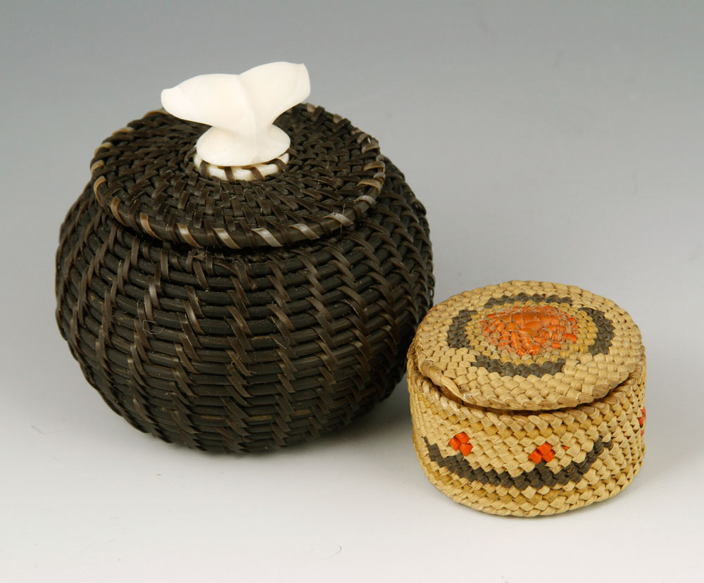 Appraisal: - Two Northwest Miniature Baskets Lot of two Northwest miniature