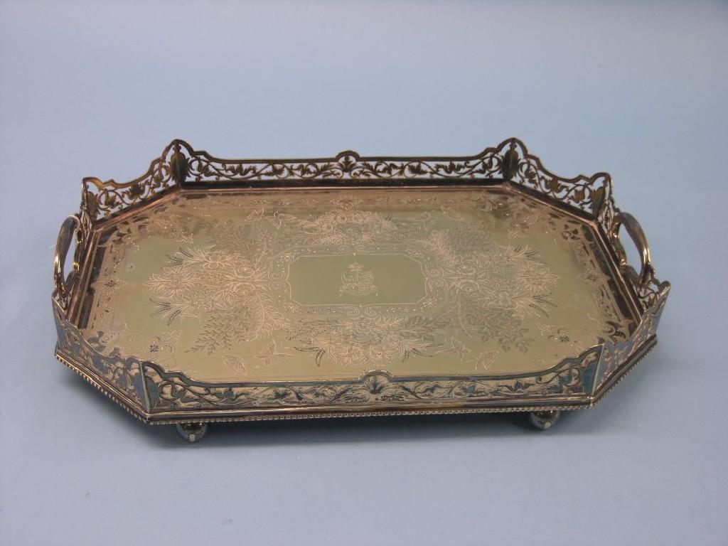 Appraisal: A Maple Co silver plated tray elongated octagonal shape with