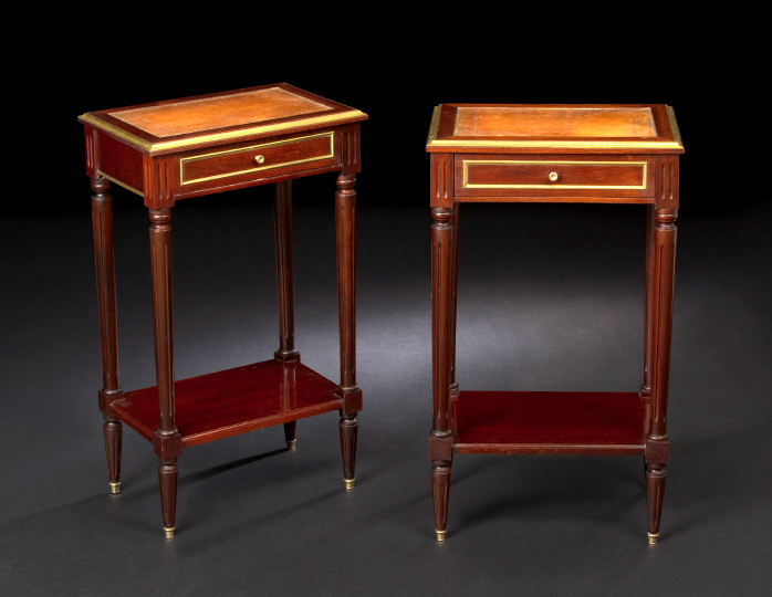 Appraisal: Pair of Louis XVI-Style Mahogany End Tables early th century