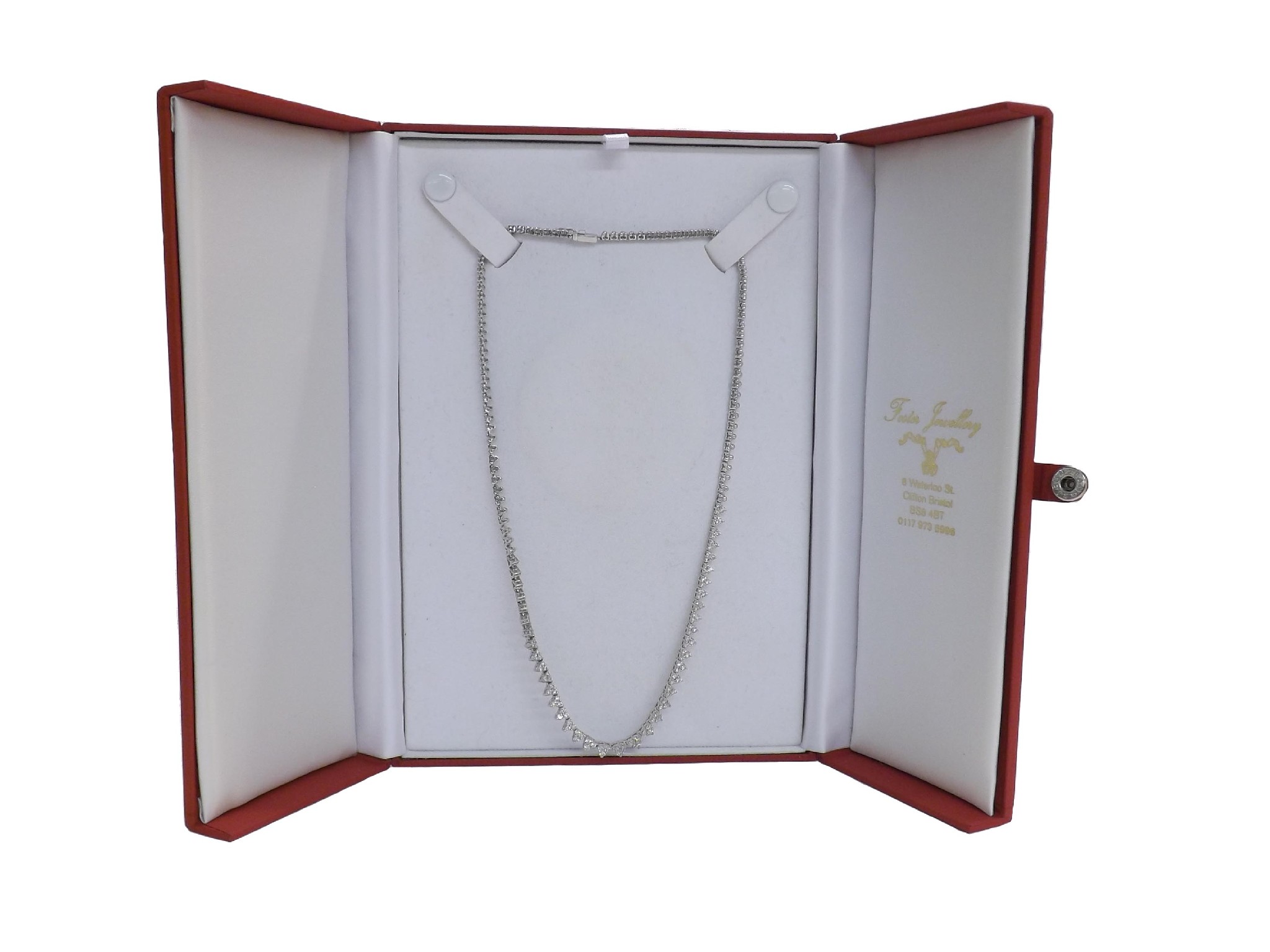 Appraisal: Good quality modern ct white gold diamond necklet with thirty