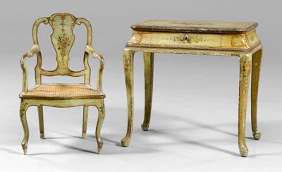 Appraisal: Venetian rococo desk chair desk with floral and scroll decoration