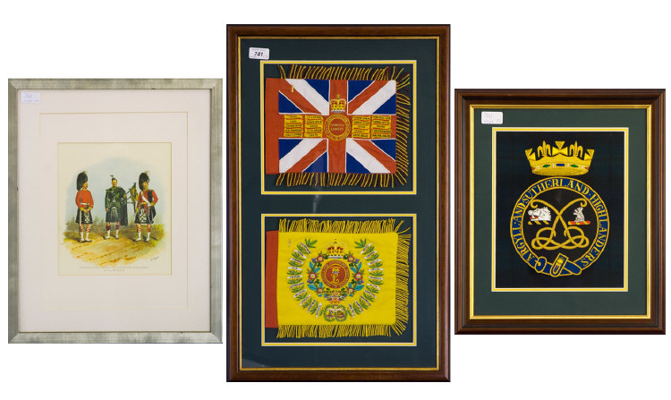 Appraisal: Three Framed and Glazed Argyll and Sutherland Highlanders Items Comprising