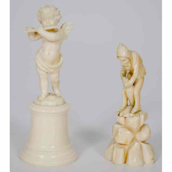 Appraisal: Continental Carved Ivory Figures Continental A pair of carved ivory