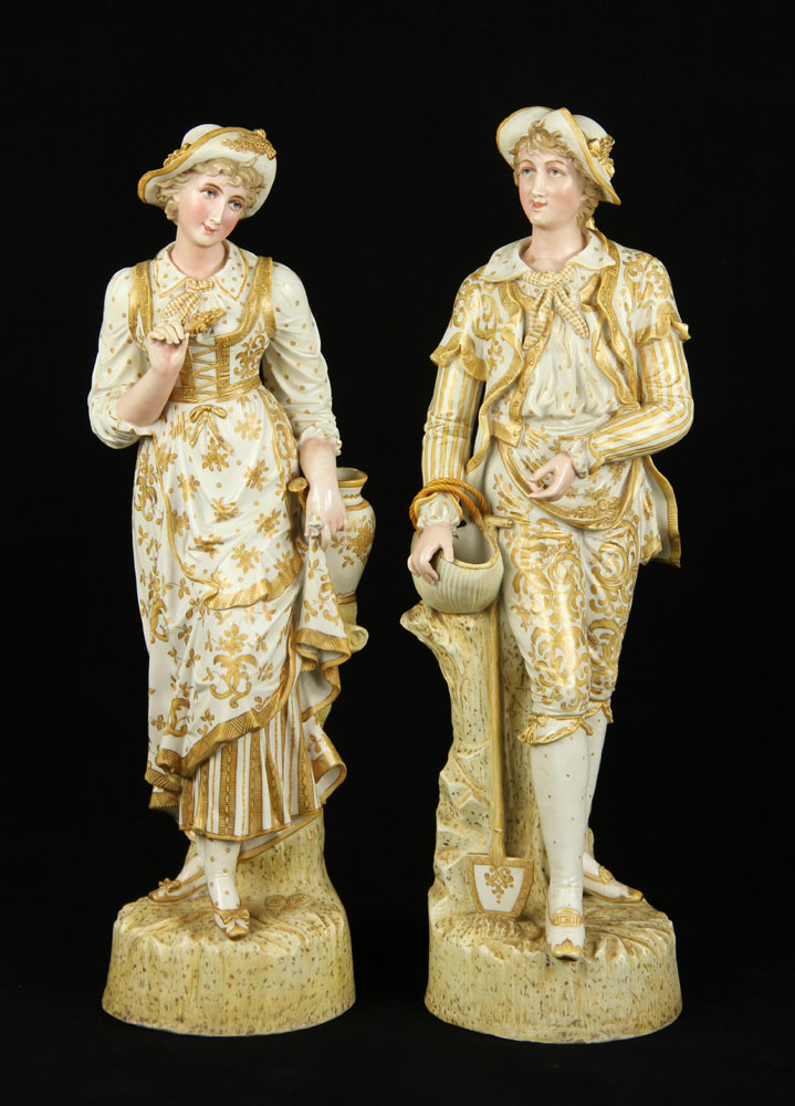 Appraisal: - Pr th C French Bisque Figures Pair of th