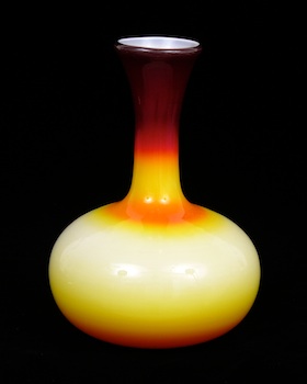 Appraisal: A Wheeling Peachblow Gourd-shaped Vase A Wheeling Peachblow gourd-shaped vase