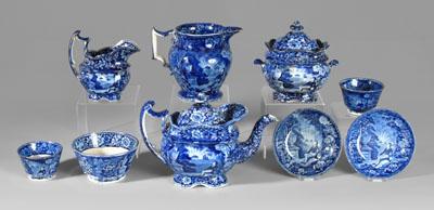 Appraisal: Nine pieces historic blue Staffordshire quot Lafayette at Washington s