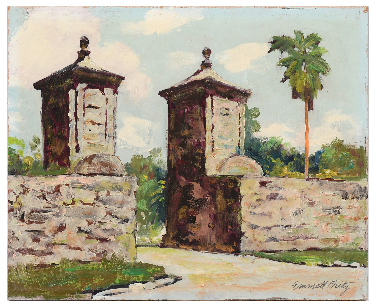 Appraisal: FRITZ Emmett John American - The Gate Oil Masonite ''