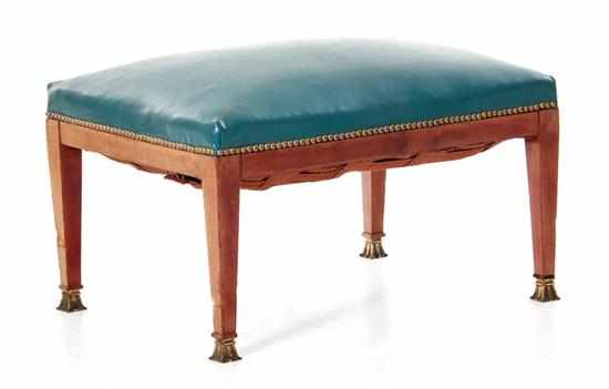 Appraisal: Continental mahogany stool first half th century rectangular over-upholstered seat