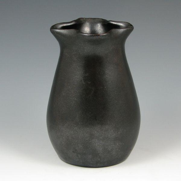 Appraisal: Muncie vase with ruffled rim in Gunmetal Black Marked MUNCIE