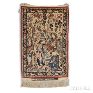 Appraisal: Isphahan Rug Iran mid- th century silk foundation knots square