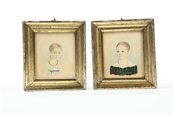 Appraisal: PAIR OF MINIATURE PORTRAITS American st half- th century watercolor