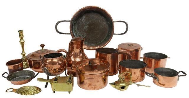 Appraisal: lot of French brass and copper kitchenware th c highlights