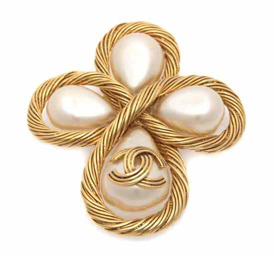 Appraisal: A Chanel Faux Pearl Brooch Stamped Chanel