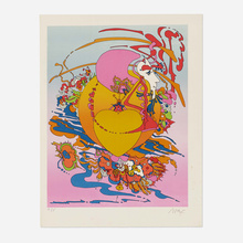 Appraisal: Peter Max ORANGE HEART screenprint in colors h w in