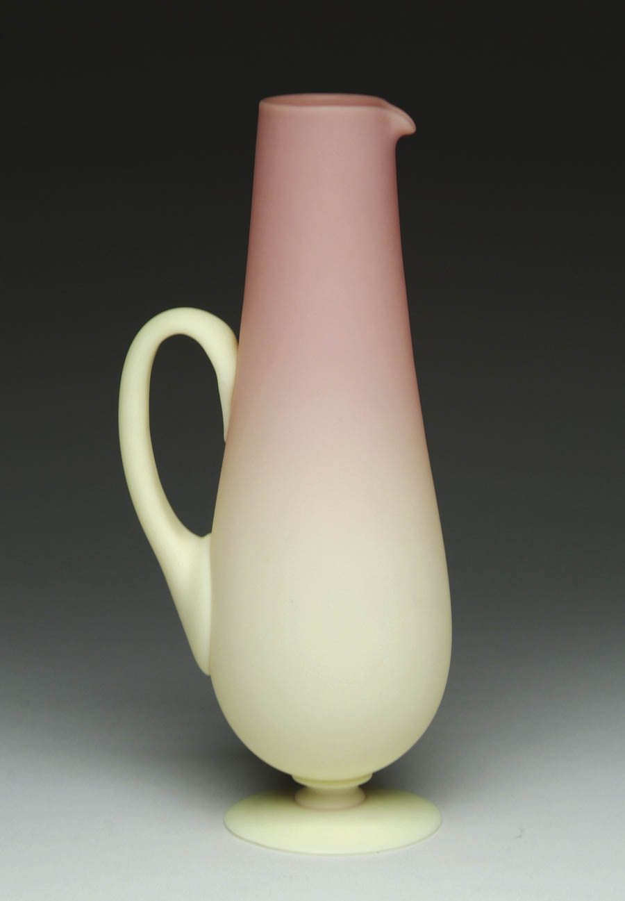 Appraisal: MT WASHINGTON BURMESE FOOTED PITCHER Rare Mt Washington footed pitcher