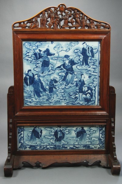 Appraisal: Plaque painted in underglaze blue with scene of eight immortals