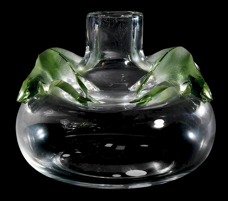 Appraisal: Lalique Saghir Glass Vase engraved Lalique France in Provenance Estate