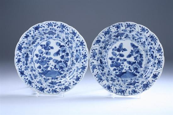 Appraisal: PAIR CHINESE BLUE AND WHITE PORCELAIN PLATES Kangxi period Fish