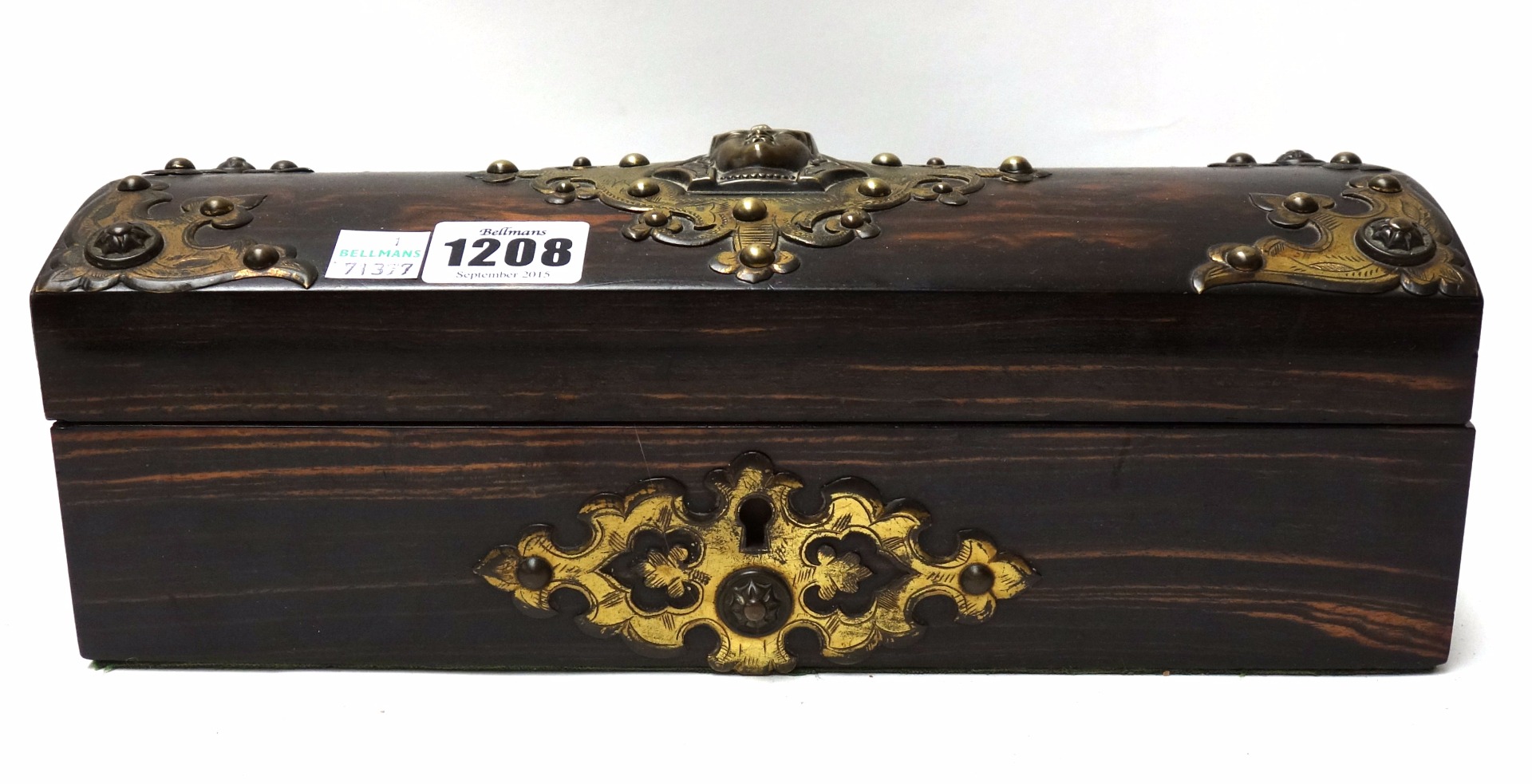 Appraisal: A Victorian Gothic Revival coromandel glove box with Egyptian head