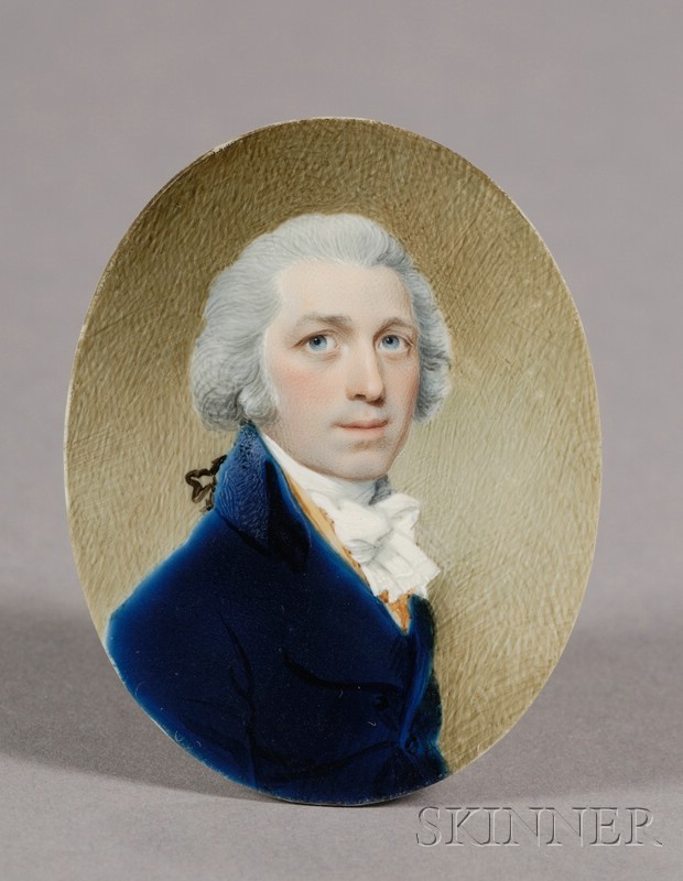 Appraisal: Portrait Miniature of a Gentleman Wearing a Blue jacket and