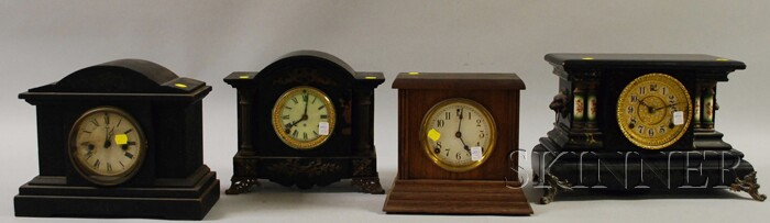 Appraisal: Four Connecticut Mantel Clocks including three black mantel clocks by